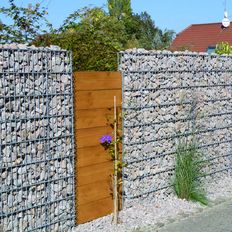 Mur de clôture en gabions | Clôture mince en gabions