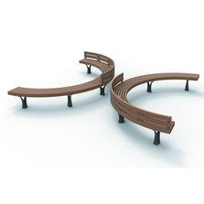 Bancs et banquettes en fonte et bois courbé pour espace urbain - Collection de 37 | Idylle