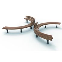 Bancs et banquettes en fonte et bois courbé pour espace urbain - Collection de 37 | Idylle