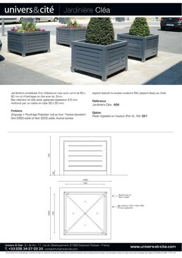 Jardinières en acier thermolaqué, carrées ou rondes | Cléa 
