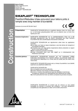 Plastifiant pour béton à temps ouvrable long | Sikaplast Technoflow