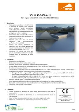 Pares-vapeur Adhésif et renforcé SD > 1 500 | ETOBA