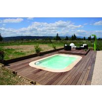 Piscine-spa à couverture escamotable en bois composite | Mini-water