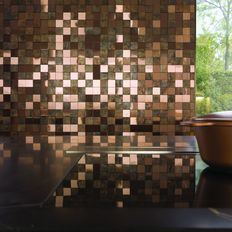 Mosaïque à petits carreaux bronze mat ou brossé brillant | Métal bronze 3D Cube