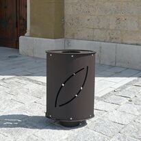 Corbeille de voirie | Corbeille Amande en acier avec parements acier ou bois