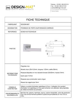 Poignée de porte intérieure carrée | Stockholm - SC4001B