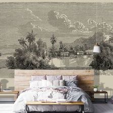 Papier peint panoramique ÎLE PARADIS SÉPIA | D258