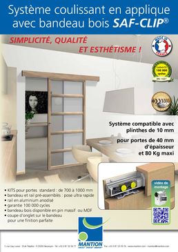 Système coulissant droit pour portes en bois avec bandeau bois | SAF-CLIP 