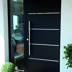 Porte d'entrée aluminium à inserts décoratifs effet miroir | Cotim 11