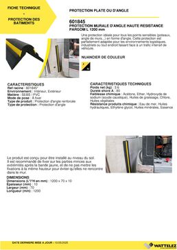 Protection murale d'angle haute résistance L 1200 mm | PARGOM