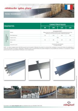 Bordures planes en acier galvanisé pour applications paysagères et TP | Nidaborder Galva Plane