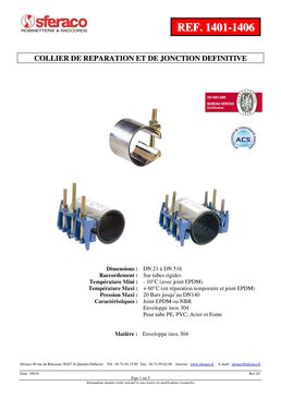 Collier réparation pour tube Øext. 21 à 173mm (Multitube : acier, fonte, PVC, Polyéthylène...) avec joint EPDM serrage 1 tirant | SITE002824