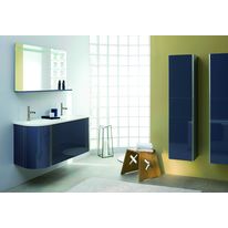 Meuble suspendu à côté arrondi et plan vasque en marbre de synthèse | Baila