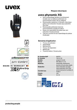 Gant de protection spécial environnement huileux | Uvex phynomic XG