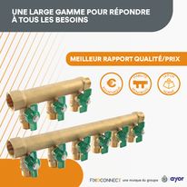 Collecteurs sanitaires monobloc laiton avec mini-vannes intégrées | FIXOCONNECT