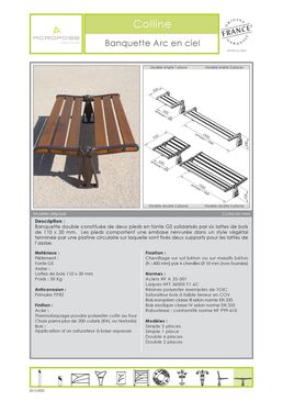 Banquette urbaine | Banquette Arc en ciel en fonte GS et bois