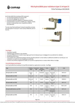 Kits hydrocâblés pour radiateurs type 11 et type 21 | Comap