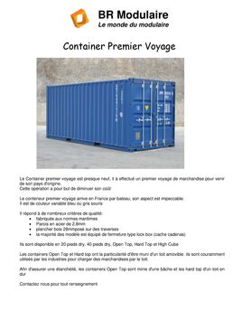 Containers maritimes d'occasion - Premier voyage 