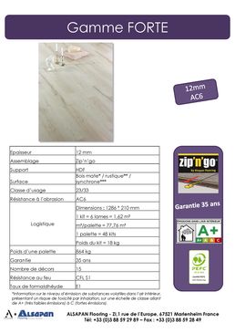 Revêtement de sol stratifié en 12 mm d'épaisseur | Alsafloor Forte