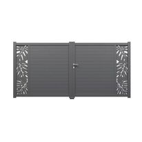 Portail battant aluminium décor monstera sur-mesure | ANDRIA 