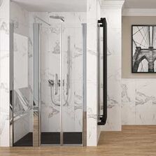 Paroi de douche avec double porte battante en verre transparent Sécurit | Larenco Saloon