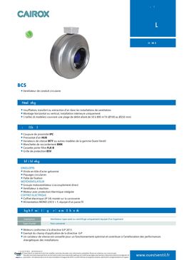 Ventilateur de conduit circulaire | BCS