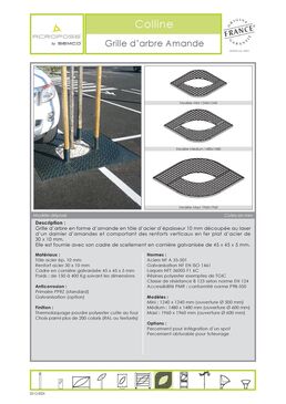 Grille d’arbre | Grille Amande en acier découpé au laser pour aménagement urbain