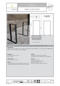 Appui vélo | Appui-vélo Norm en acier découpé laser pour aménagement urbain