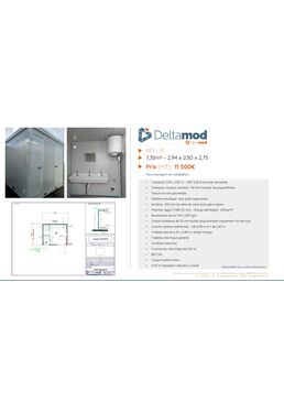 Bungalow sanitaire modulaire d'occasion S1 - 7,35 m²  | Solfab