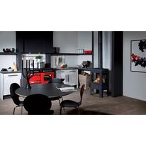 Poêle à gaz sur pieds, en fonte noire et effet de feu de bois en forme de tipi | Odense Faber