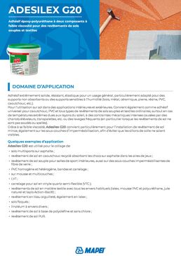 Colle polyuréthane bicomposant haute résistance pour revêtements de sol | ADESILEX G20