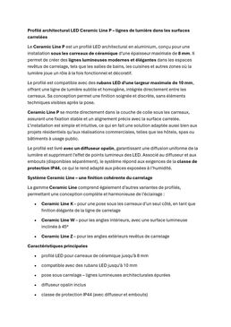 Profilé architectural LED avec lignes de lumière dans les surfaces carrelées | Ceramic Line P