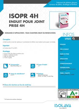 Enduit pour joint prise 4h  | ISOPR 4H