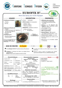 Résine base époxy pour mortier de scellement d’agrégats | Eurofix H Voirie