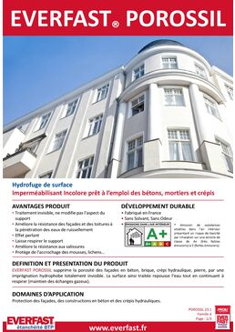 Hydrofuge en phase aqueuse pour imperméabilisation des façades | EVERFAST POROSSIL