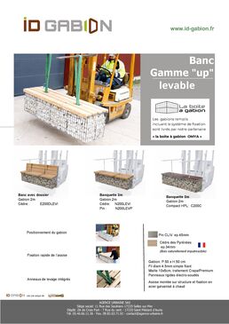 Banc gabion déplaçable avec assise bois | NATURA N200LEVP