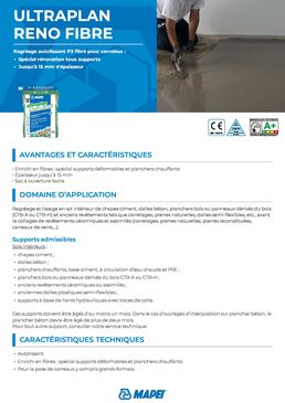 Ragréage de sol fibré autolissant | ULTRAPLAN RENO FIBRE spécial rénovation tous supports