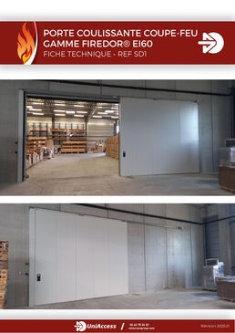 Porte coulissante coupe-feu EI60 ou EI120