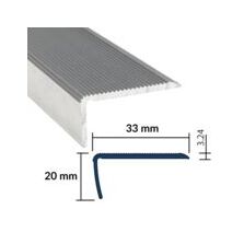 NEZ DE MARCHE CORNIÈRE STRIÉE ALUMINIUM L33A 33 X 20 MM PROOPLE | WATTELEZ 