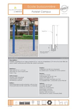 Potelet de voirie | Potelet Campus en acier thermolaqué
