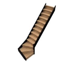 Escalier Uno quart tournant bas hêtre bicolore sans rampe | LAPEYRE SERVICES