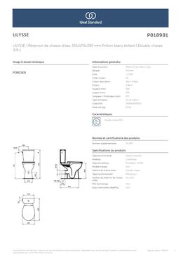 Réservoir pour WC avec alimentation latérale | Ulysse P018901