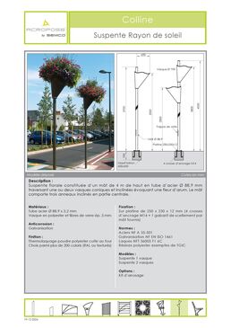 Suspente florale | Suspente Rayon de Soleil en acier avec vasque conique