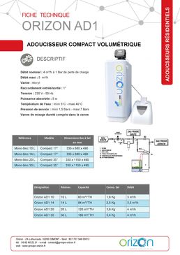 Adoucisseur compact volumétrique | ORIZON AD1