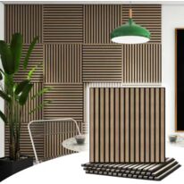 Panneau acoustique mural | Pack de 2 panneaux acoustiques bois finition noyer sur fond noir