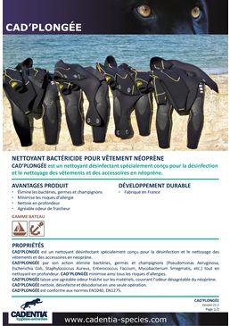 Nettoyant bactéricide pour vêtement néoprène | CADENTIA CAD’PLONGÉE