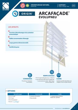 Ouvrant de façade à lames en verre, polycarbonate ou aluminium | Arcafaçade