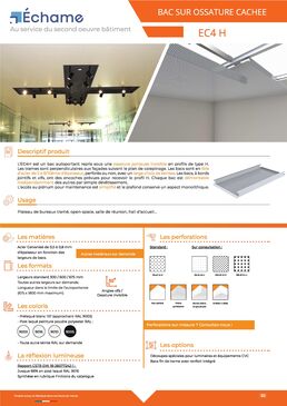 Bacs autoportants à bords droits sur ossature cachée | EC4 H