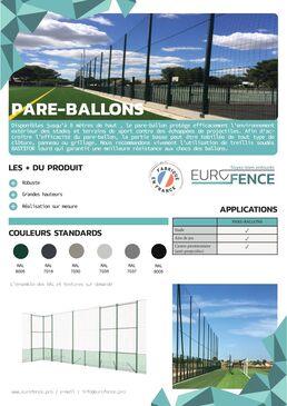 Clôture sportive I Pare-ballons avec jambe de force