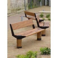 Banc urbain | Banc Bios en bois et acier pour aménagements extérieurs